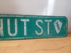 Vintage Walnut  St Green White Metal Street Sign Jcc In Arrowhead Emblem  heavy 