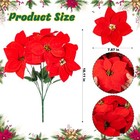 20pcs Poinsettia Artificial Christmas Flowers 7 Heads Faux Red Poinsettia Bush F