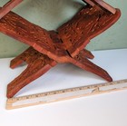 Vintage Hand Carved Teak Wood Folding Cookbook Holder Bible Book Display Stand