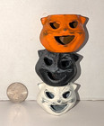 3 Dollhouse Miniature Mini Halloween Paper Mache Style Cat Jack O Lantern Set