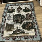 Vintage Woven Tapestry Throw Blanket Afghan European Buildings Cottage Cabin