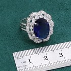 925 Sterling Silver Cz Emerald Sapphire Oval Ring Earrings Pendant Necklace Set