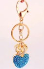 Rhinestone Crystal Crown Heart Charm Keychain For Handbag Car Keys Gift