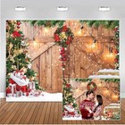  12x10ft Rustic Christmas Barn Wood Door Backdrop For Photography Xmas 12   x10   