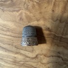 Antique Simons Bros Gold On Silver Thimble Size 9 Embossed Scroll Band