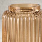 Elegant 10in Champagne Ribbed Glass Vase For Home Decor
