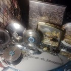 8 Vintage Powder Compac Lot Silver gold Tone W  Chains   Puffs Rex my Fair