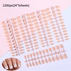 120pcs False Nails French White Line Artificial Nail Tips Square Full Cover Long