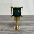 Polished Brass Ship Post Light Green Fresnel Lens Nautical Marine
