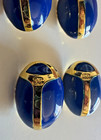 Chanel Oval Scarab Design 2 Cm Rare Button Set Of 6 Royal Blue   Gold - Cc Logo