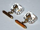 Vintage Cut Glass Goldtone Cufflinks Set  Emerald Cut Clear Glass Cufflinks 