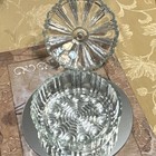 Vtg Anchor Hocking Old Cafe Clear Glass Covered Candy Bowl Dish Spiderweb Base