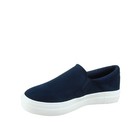 Women Slip On Loafers Platform Sneakers Navy Blue Memory Foam Casual Shoes Soda