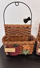 3 Vintage Wall Basket Set Apple Bird Kitchen Decor Wicker Woven Farmhouse