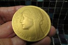 Antique French Art Nouveau Gilt-bronze Medallion  marianne  By Morlon  C  1928