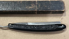 Vintage Sheffield Straight Razor Made In Germany Embossed Handle  Etched Blade