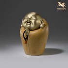 6 3  China Bronze Copper Painted Hand-carved Happy Laugh Maitreya Buddha Statue