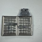 Vintage Cigarette Case With Built-in Lighter Metal Pocket Case Chesss Pattern