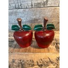 Vtg Cast Iron Red Apple Door Stop Bookends Set Of 2 Rustic Farmhouse Fruit Decor