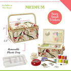Sewing Basket With Tulip Floral Print Design- Sewing Kit Storage Box With Remova