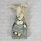 Muslin Mother   Baby Bunny Rabbit Doll Handmade Gingham Dress Primitive Antique