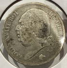 1824 2 Francs France Silver Coin - King Louis Xviii - Scratched  f555 