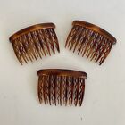 Lot Of 4 Vintage Hair Combs Plastic Tortoise Shell Side Bun Celluloid Brown
