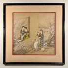 Pair Of Antique Chinese Export Paintings Qing Court Figures Custom Framed