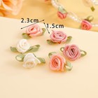 100 Pcs 15mm Multicoloured Mini Rose Flowers Satin Ribbon Bows Appliques Diy 
