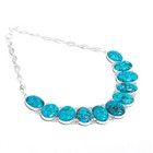Tibetan Turquoise Gemstones 925 Sterling Silver Jewelry Handmade Necklace