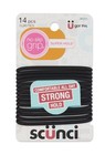 Scunci Black Gel Elastics No-slip Grip Strong Hold-ponytailers 14 Pcs Per Pack