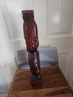 Unique 16   Wooden Tiki M  ori Statue Figure Wood Carved With Paua Eyes