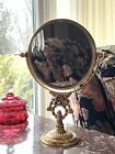 Vintage Matson Gold Ormolu Tassels  Wreath  Floral Vanity Makeup Mirror Swivels