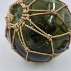Vintage Antique Hand Blown Green Glass Fishing Float Buoy Ball W net Beach Ocean