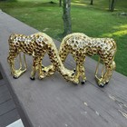 Vintage Mimi Di N Golden Enameled Double Giraffes Interlocking Belt Buckle 1992