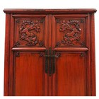 19th Century Antique Chinese Red Lacquer Wedding Cabinet