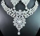 Sparkle Ab White Austrian Rhinestone Crystal Necklace Earrings Set Bridal N1694