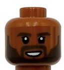 Lego New Dark Orange Minifigure Head Dual Sided Dark Brown Eyebrows And Beard