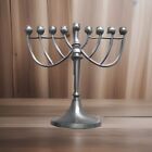 Hanukkah Chanukah Small Pewter Menorah Israel Designs Judaica  - 6 5  X 6 75  -