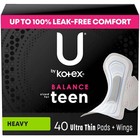 Sized For Teens Ultra Thin Pads With Wings  Heavy Absorbency  40 Count