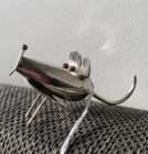Antique Sterling Silver Cheese Marker Mouse Miniature Animal Whimsy Mixed Metal