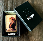 Zippo Windproof Lion Lighter  Color Image On Brushed Brass  99435  New In Box