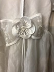 Sara Lee Girls White Long Organza A-line Dress  Floral Embroidered Bow  10