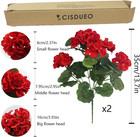 2 Pcs Artificial Geraniums Silk Flowers Outdoor Artificial Red Geranium Bush Fa