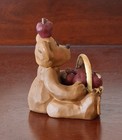 Vintage Blossom Bucket Bear With Basket Of Apples Figurine By Suzi Skoglund