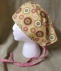Medallion Circle Green   Pink Medical Surgical Scrub Cap