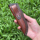 Handmade Leather Straight Knife Sheath For10cm Brown Fixed Blade Pouch Belt Loop