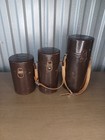 Lot Of 3 Nikon Hard Case Lenses Brown Leather  Vintage  See All   