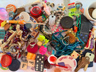 Vintage Antique Junk Drawer Lot  Coins Pins Tokens Buttons Jewelry Rings Keys   