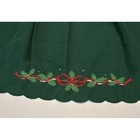 Vintage 1936 Green Half Apron With Holly Red Bows Linen Embroidered Christmas